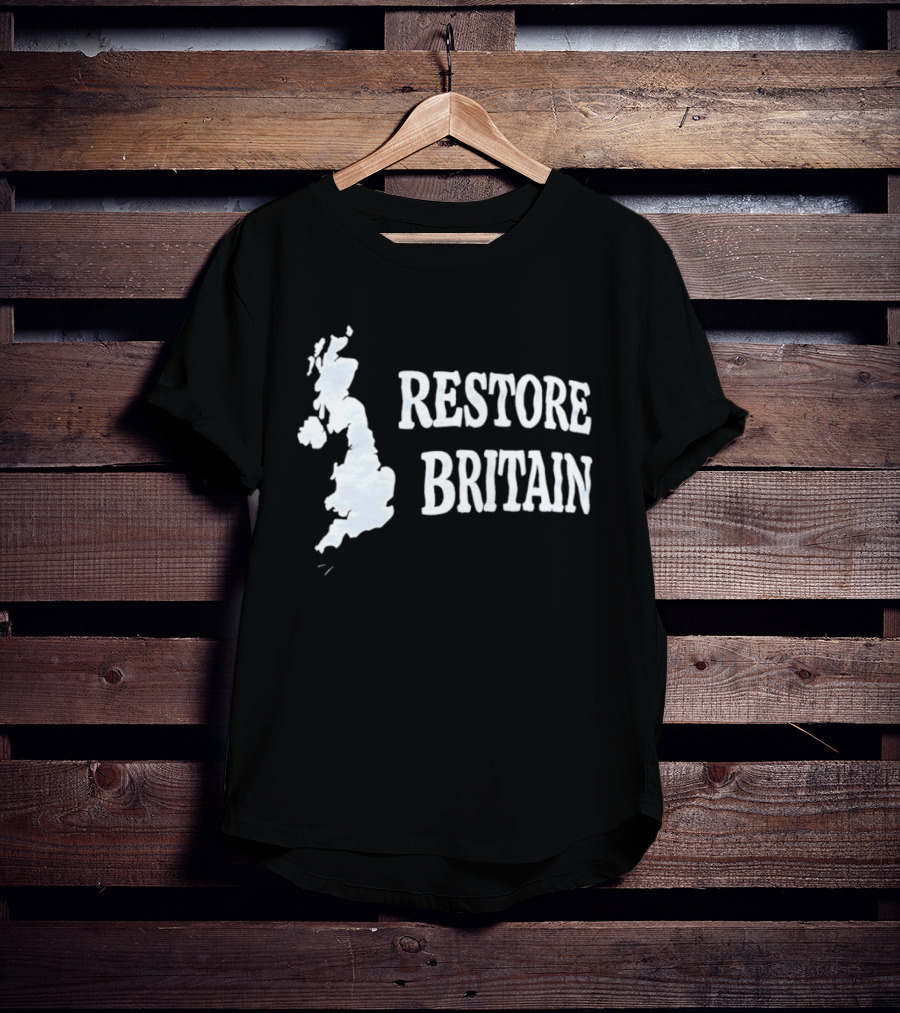 Restore Britain Map Text With United Kingdom T-Shirt