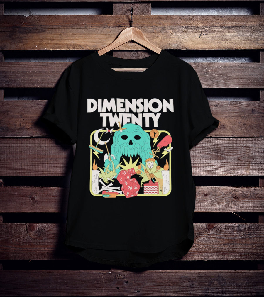 Dimension Twenty Skull Dice Fantasy Adventure T-Shirt