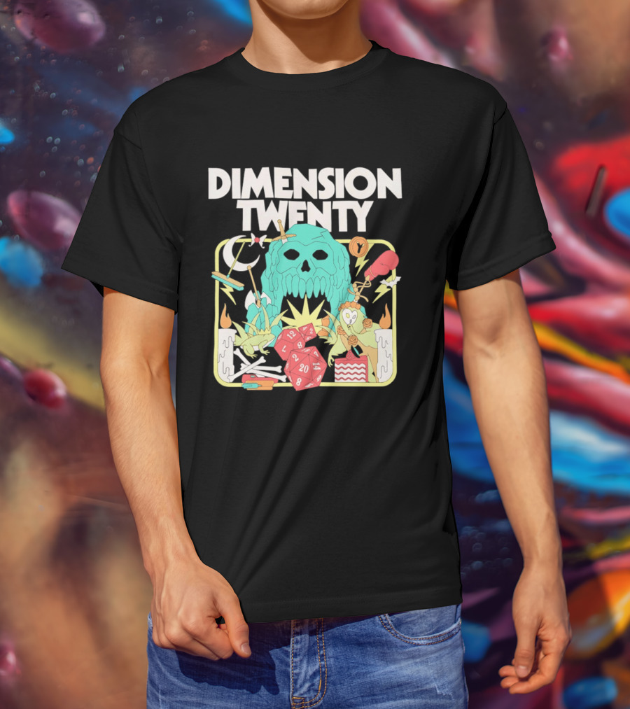 Dimension Twenty Skull Dice Fantasy Adventure T-Shirt