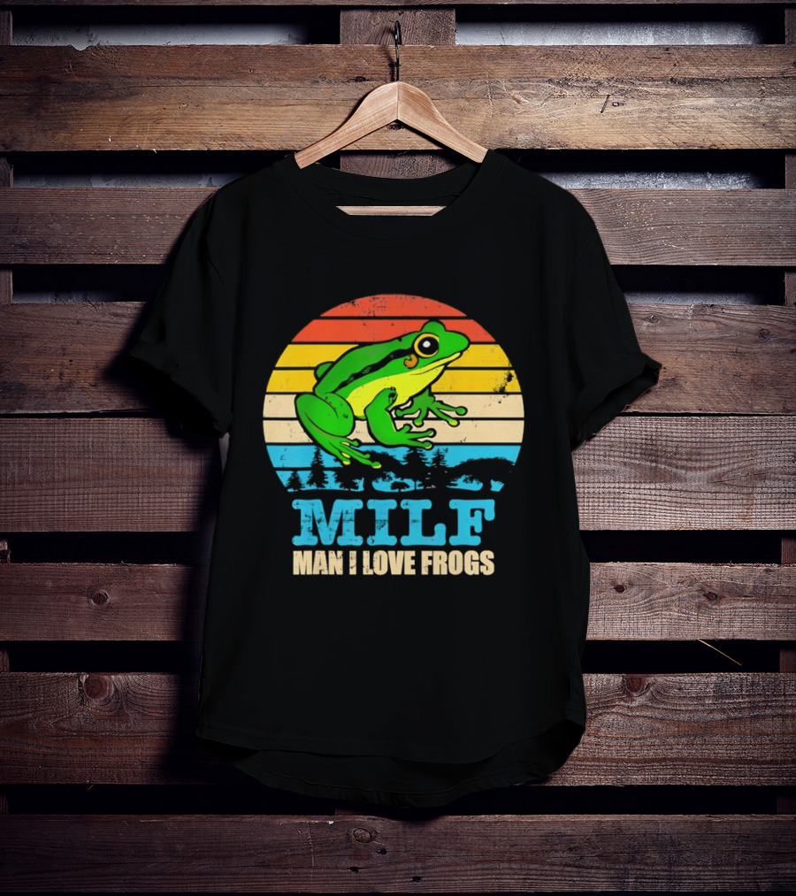 Frog MILF Man I Love Frogs Retro Sunset T-Shirt