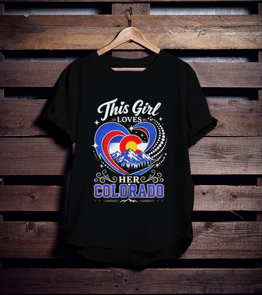 This Girl Loves Her Colorado With Heart And Mountain Scene T-Shirt