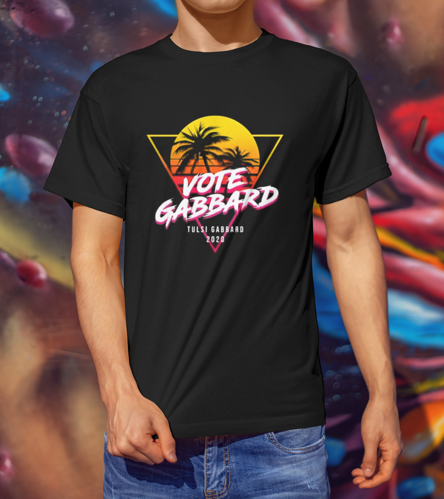 Vote Gabbard Tulsi Gabbard 2020 Sunset Palm Trees T-Shirt