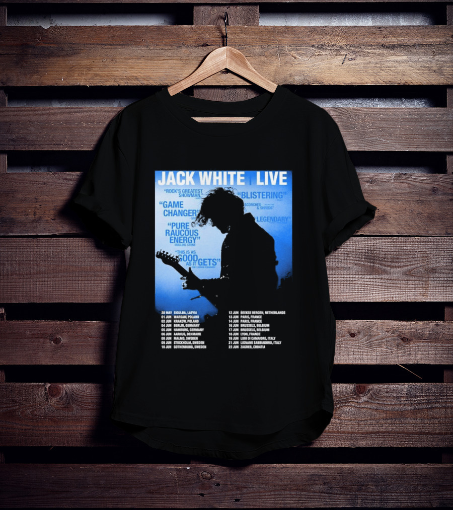 Jack White Live Europe 2026 Tour Dates Schedule Legendary Rock Concert Experience T-Shirt