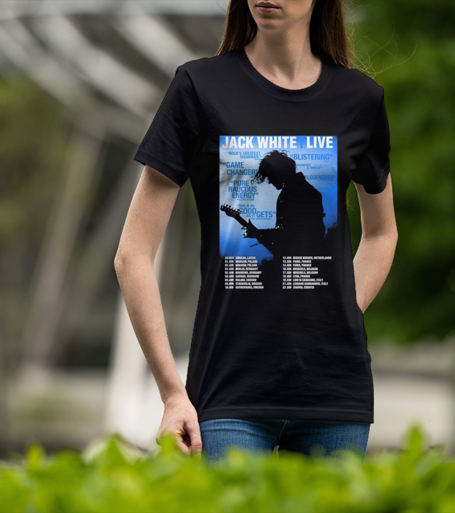 Jack White Live Europe 2026 Tour Dates Schedule Legendary Rock Concert Experience T-Shirt