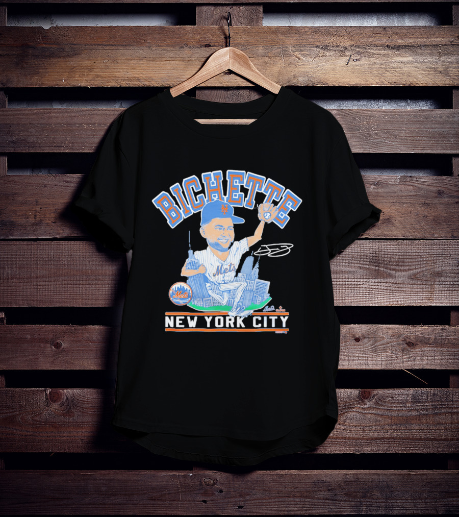 New York Mets Bichette Caricature New York City Tri Blend T-Shirt