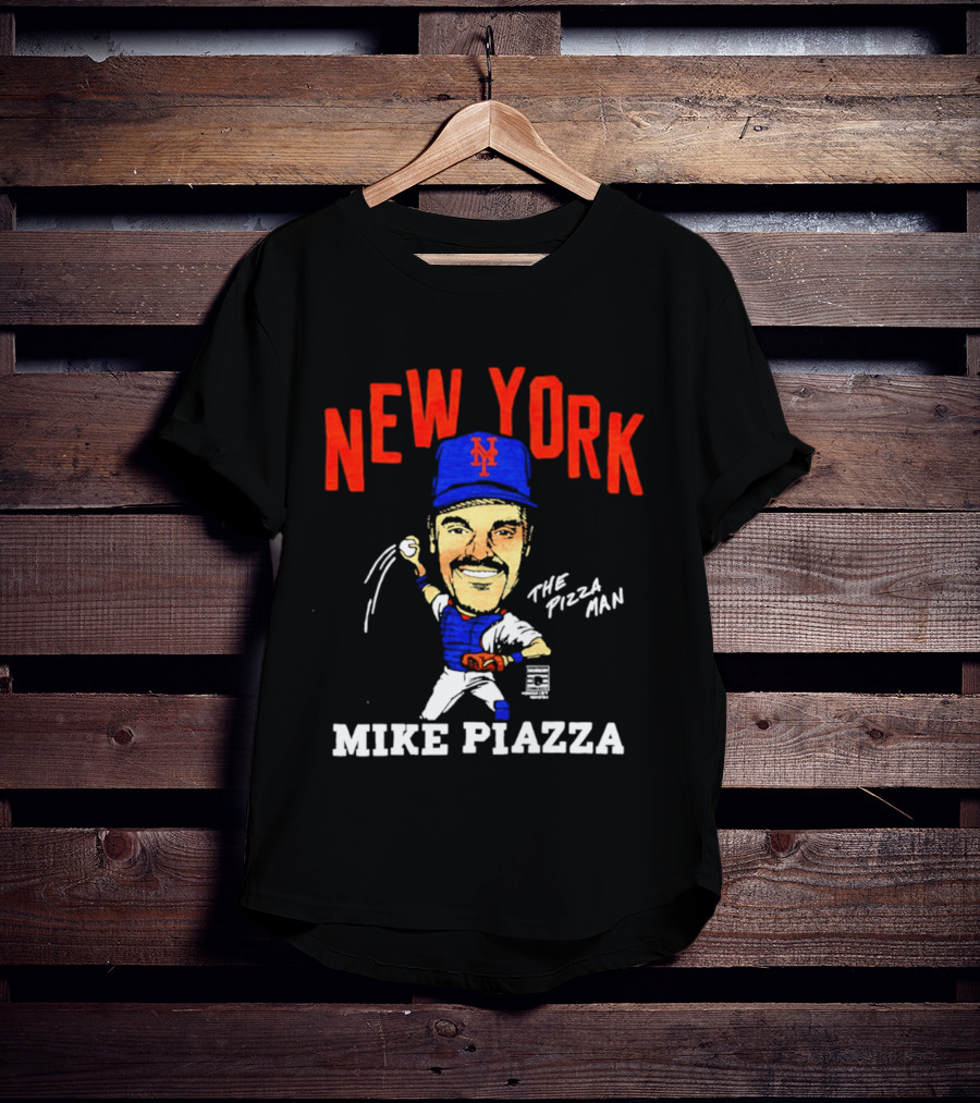 New York Mets Mike Piazza The Pizza Man Caricature T-Shirt