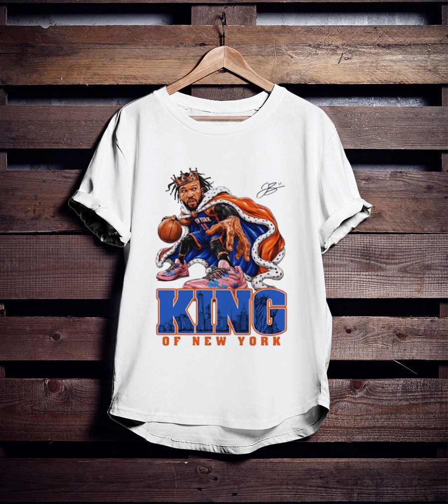 Jalen Brunson King Of New York Knicks Crown Cape T-Shirt