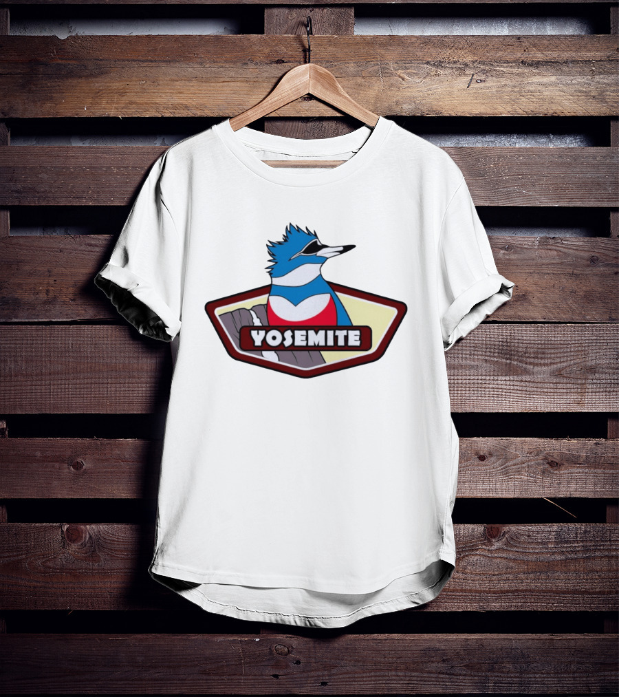 Yosemite Blue Jay With Waterfall Nature Adventure T-Shirt