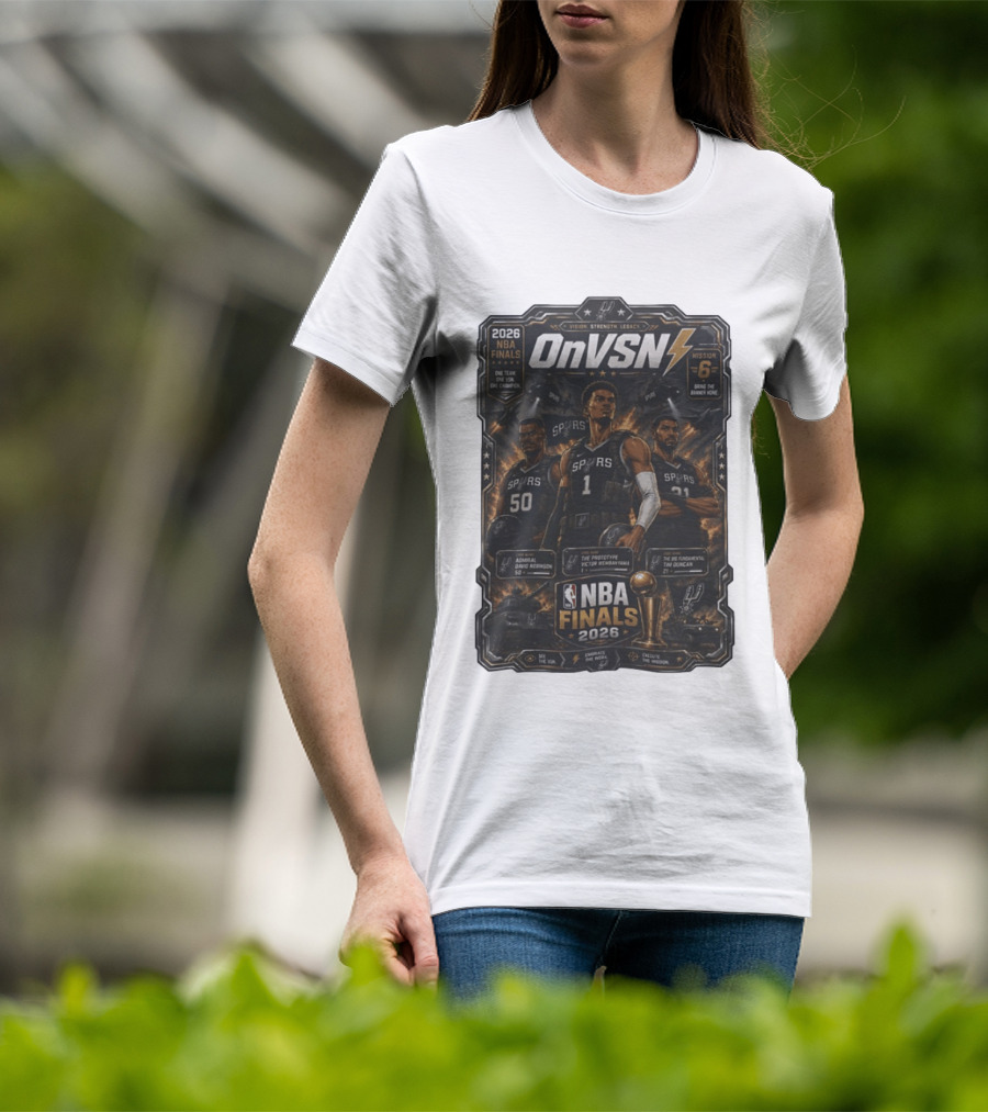 NBA Finals 2026 OnVSN Vision Strength Legacy San Antonio Spurs David Robinson Victor Wembanyama Tim Duncan T-Shirt