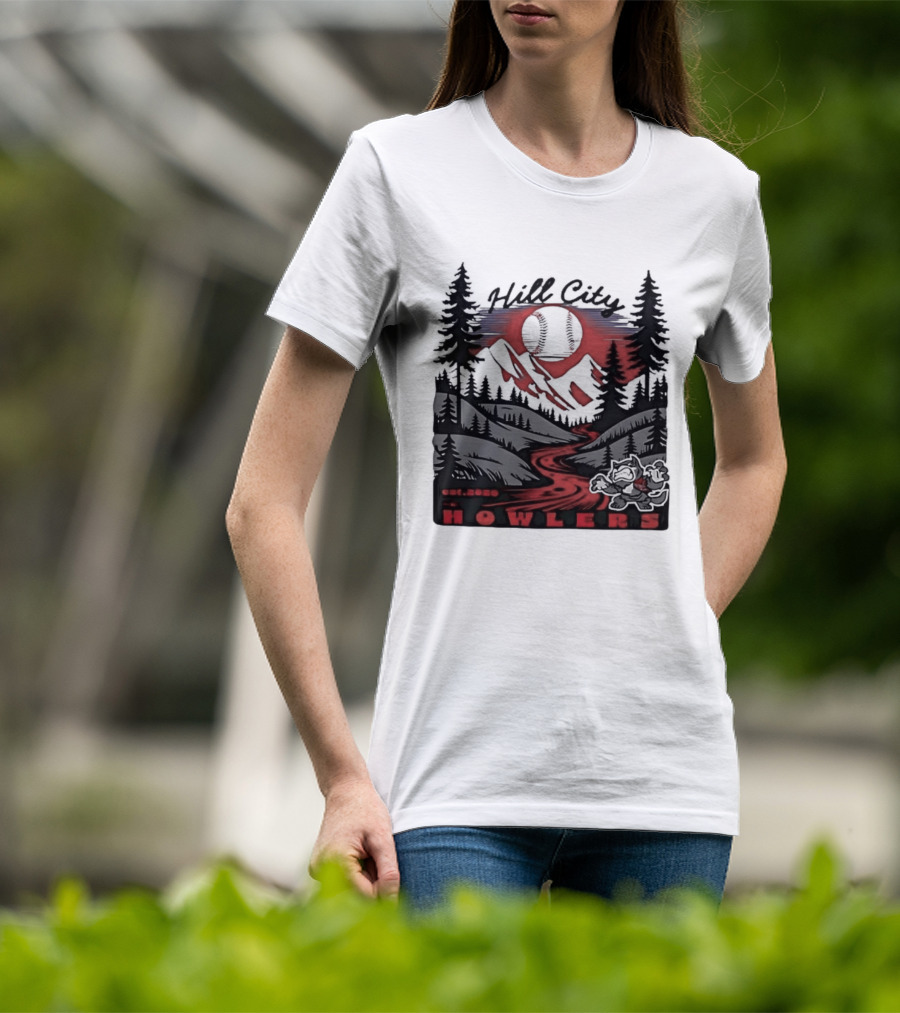 Hill City Howlers Est 2020 Mountain Pine Tree Forest Nature Sports T-Shirt