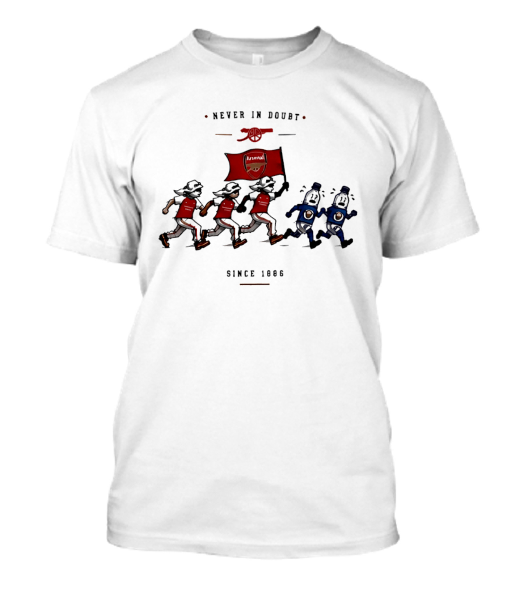 Never In Doubt Since 1886 Arsenal Cartoon Red Flag T-Shirt