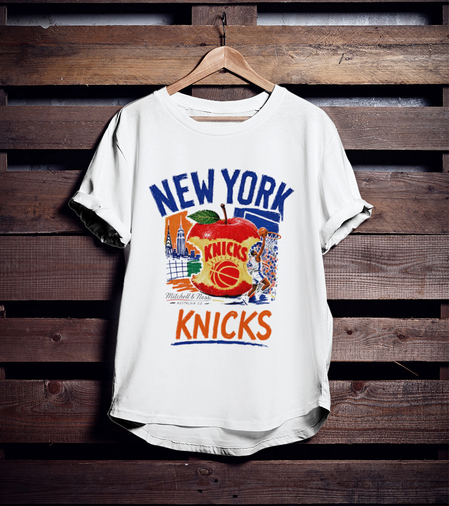 New York Knicks Mitchell & Ness Nostalgia Co Concrete Apple Basketball Scene T-Shirt