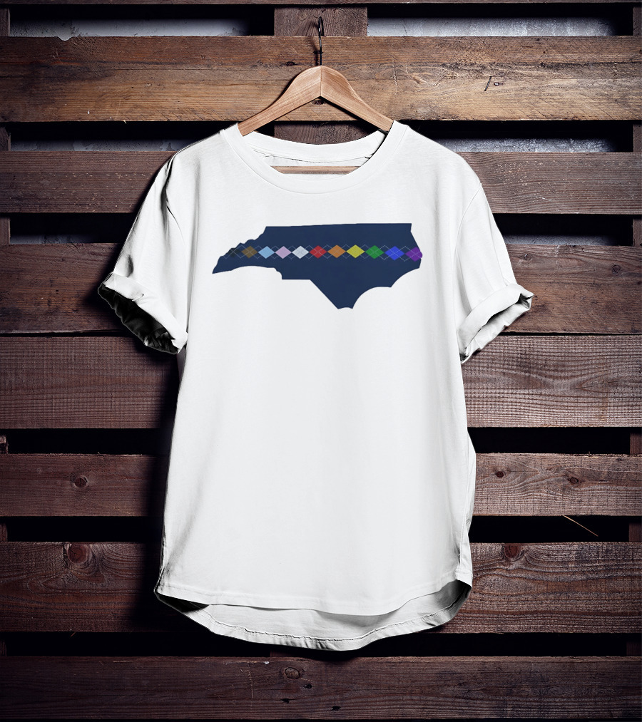 North Carolina Argyle State Map Pattern Inclusivity Message T-Shirt
