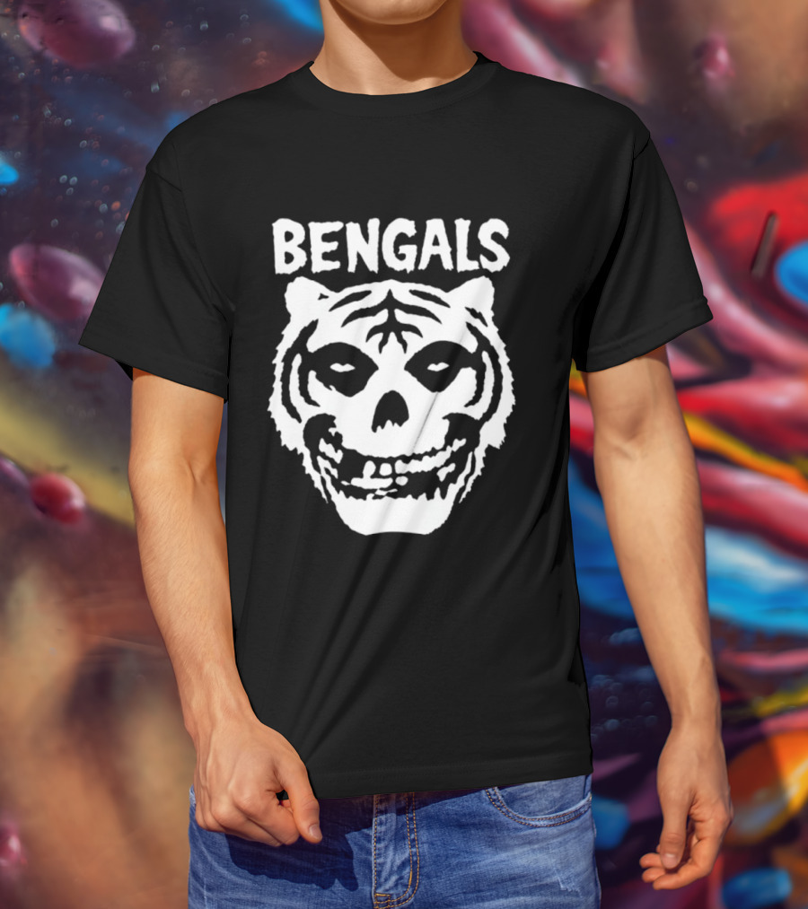 Bengals Skull Tiger Face Fusion T-Shirt