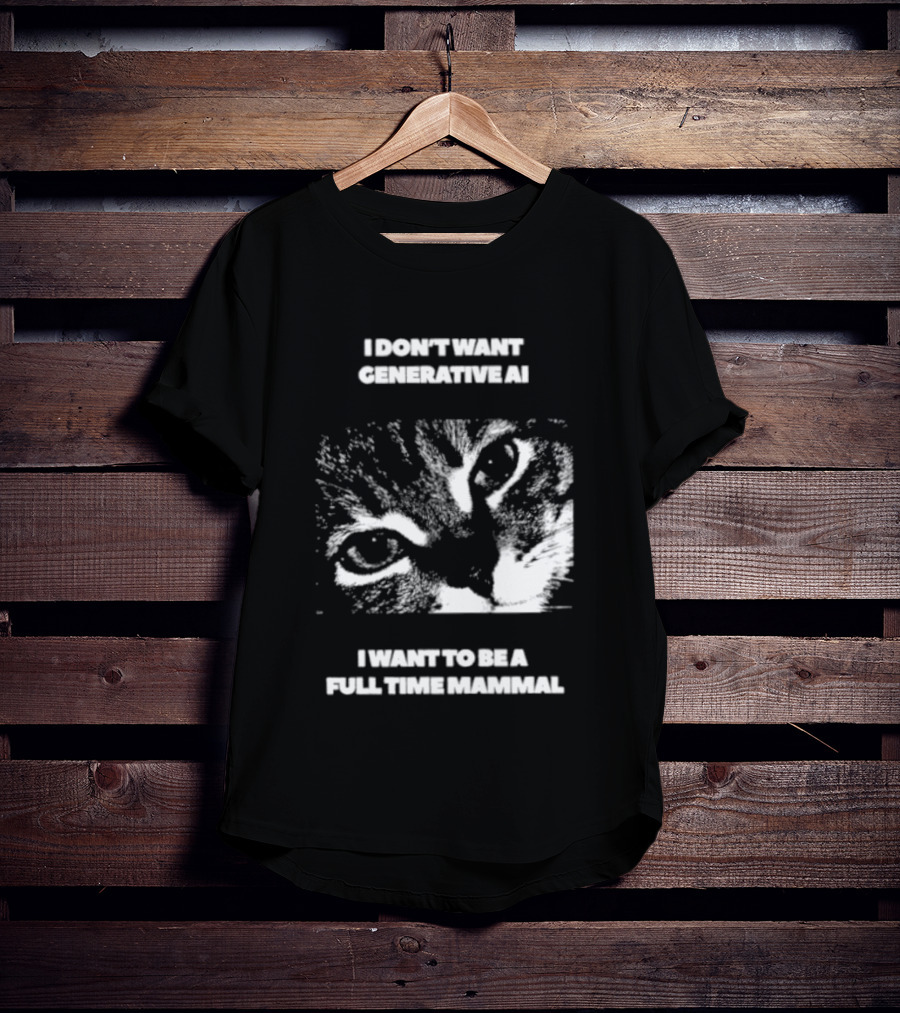 I Don't Want Generative AI I Want To Be A Full Time Mammal Cat Eyes T-Shirt