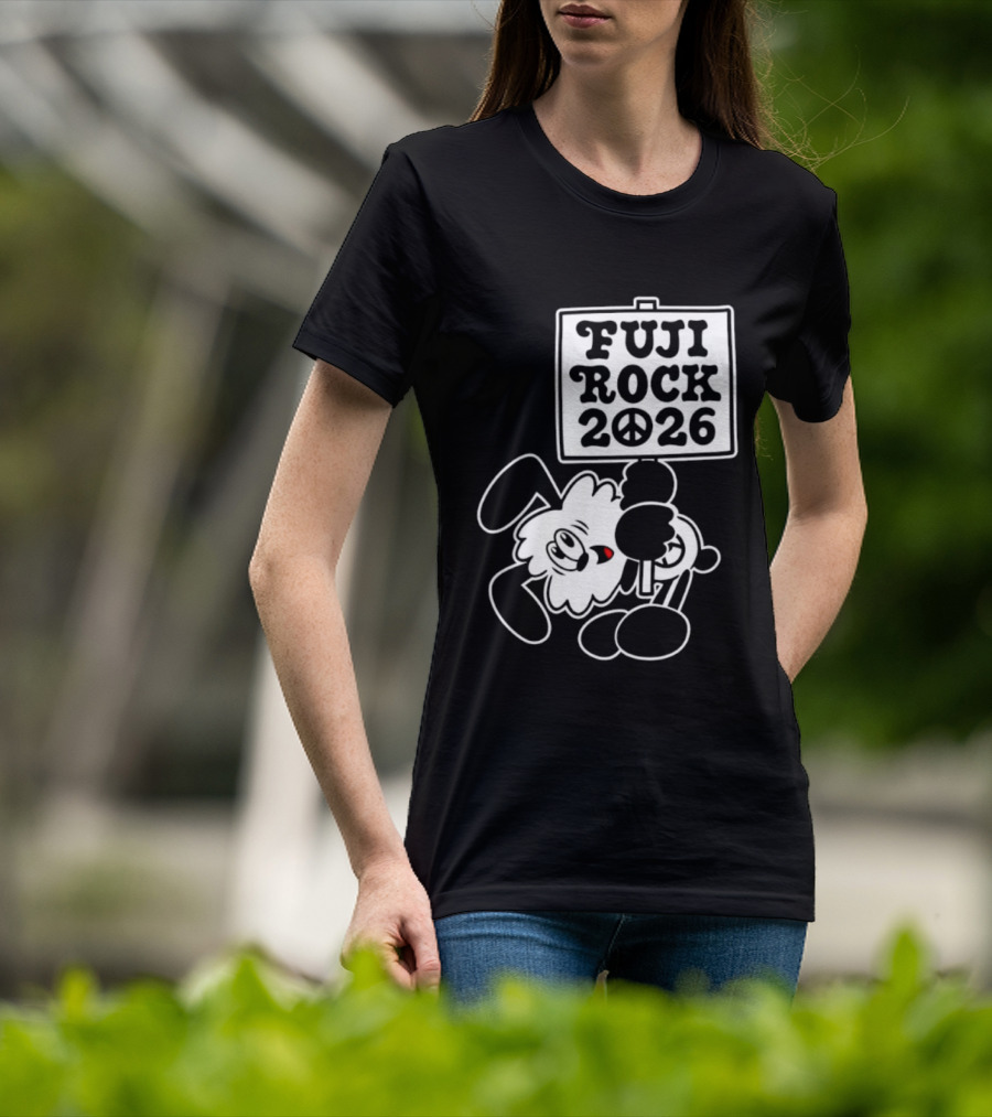 Fuji Rock 2026 Peace Sign Cartoon T-Shirt