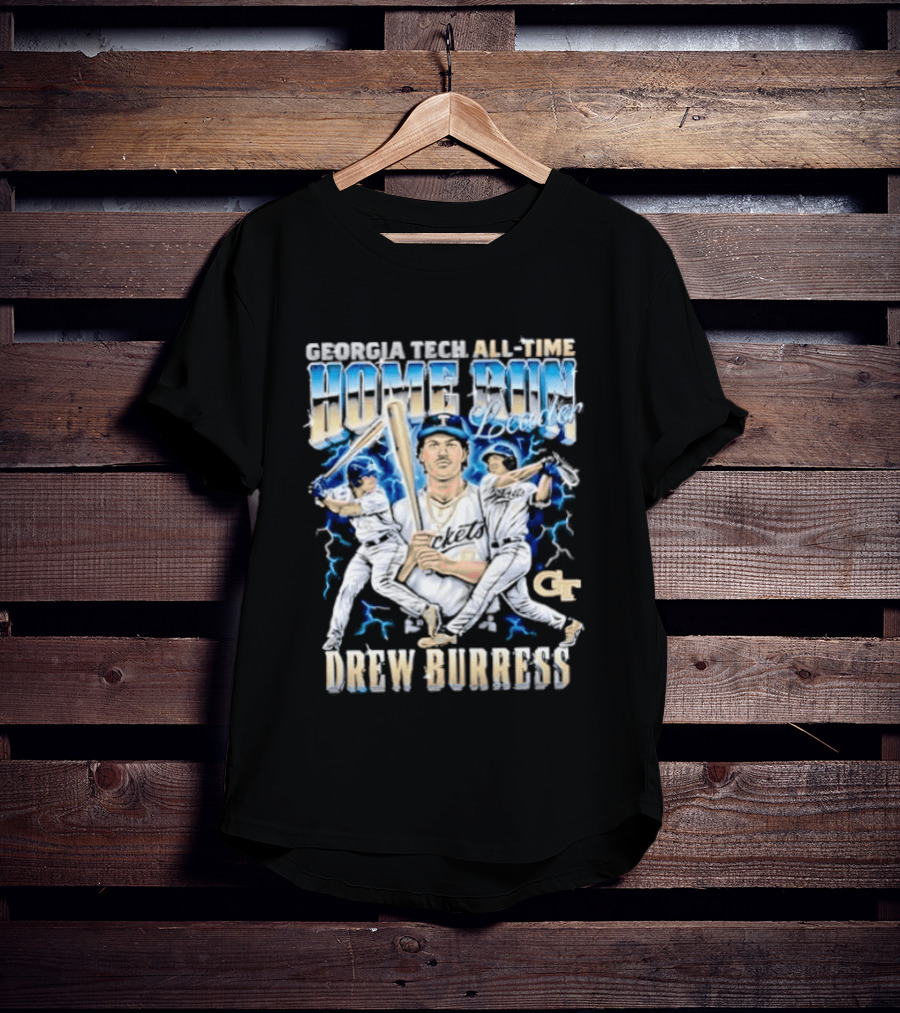 Georgia Tech All Time Home Run Drew Burress GT Baseball Players T-Shirt