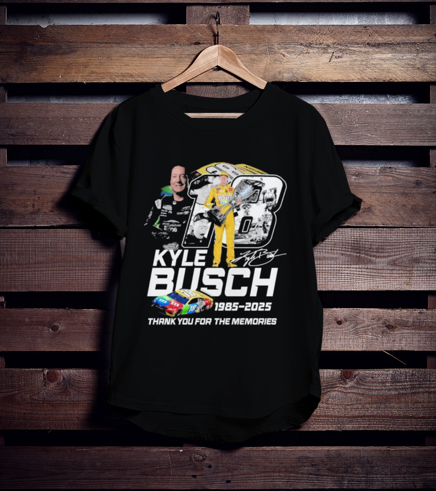 Kyle Busch Racing 1985 2025 Thank You For The Memories 18 Car NASCAR T-Shirt