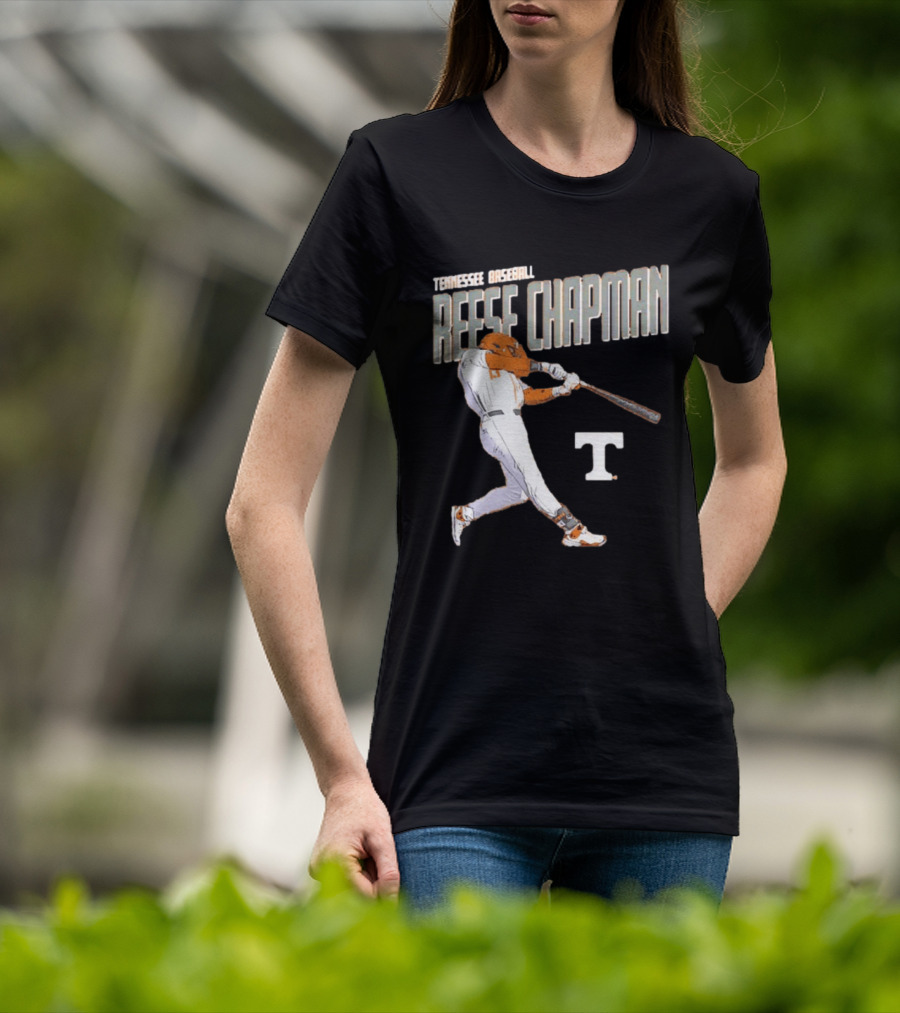 Tennessee Baseball Reese Chapman Swinging Action T-Shirt