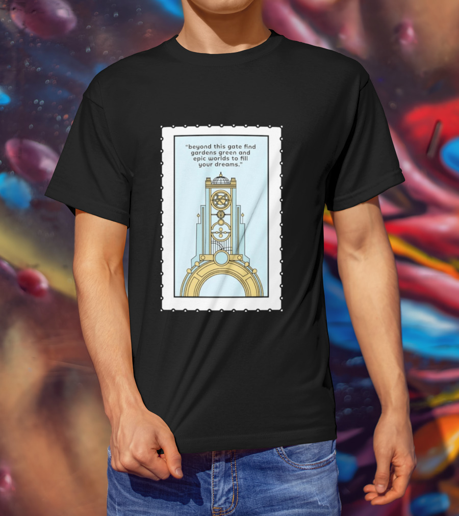 Epic Worlds Gate Tower Dreams Imagination Steampunk Deco Fantasy T-Shirt