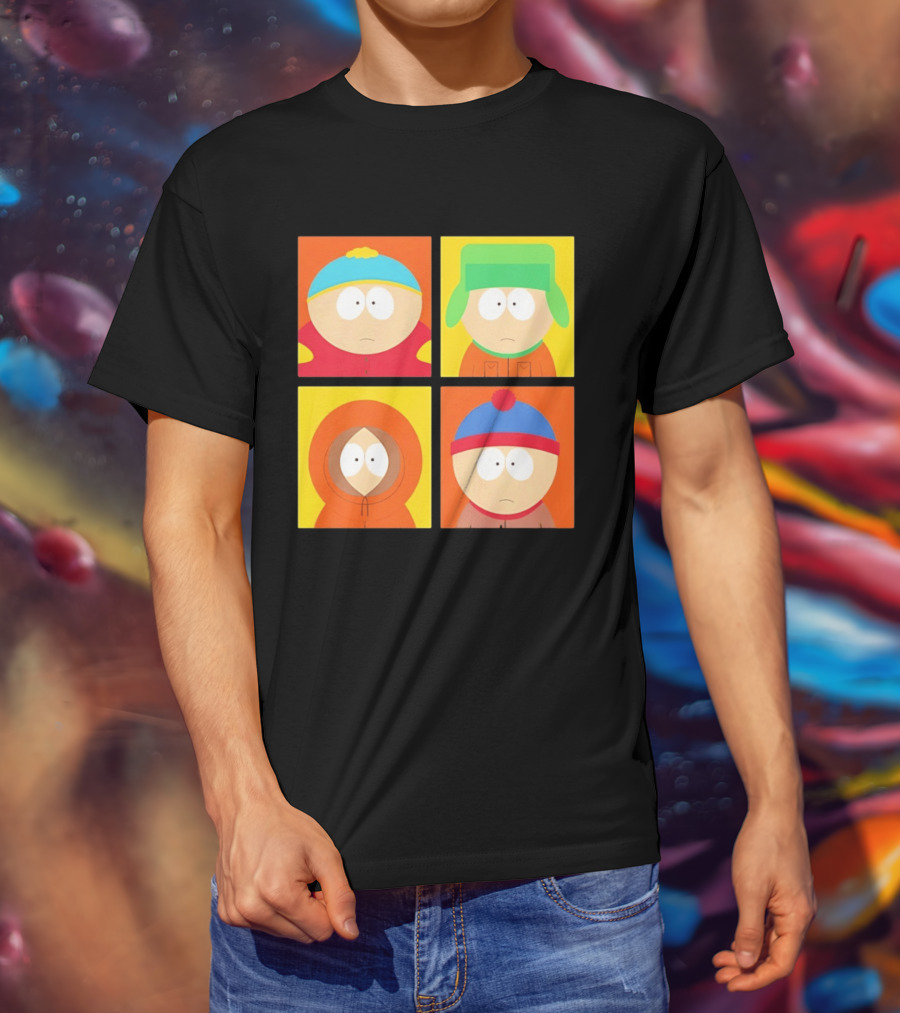 South Park Characters Cartman Kyle Kenny Stan Pop Blocks T-Shirt