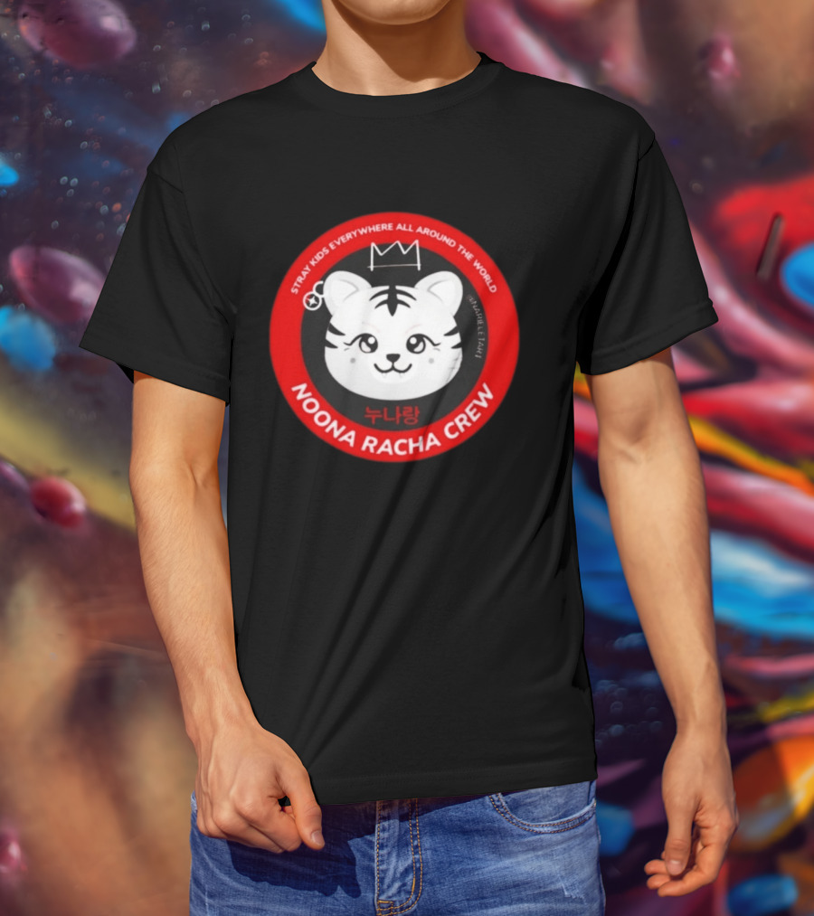 Stray Kids Everywhere All Around The World Noona Racha Crew Tiger Face T-Shirt