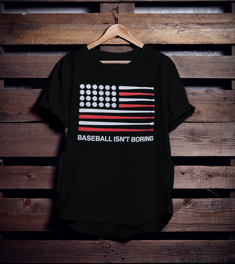 USA Flag Baseball Isn't Boring Bat T-Shirt