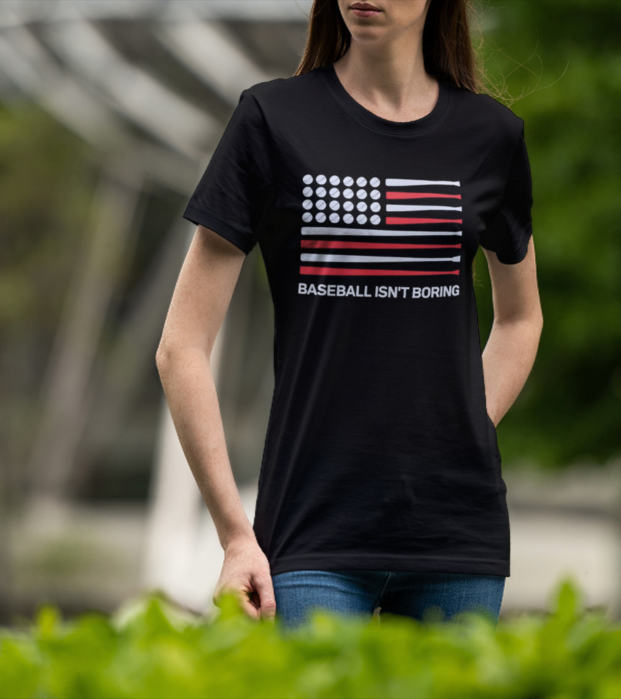 USA Flag Baseball Isn't Boring Bat T-Shirt