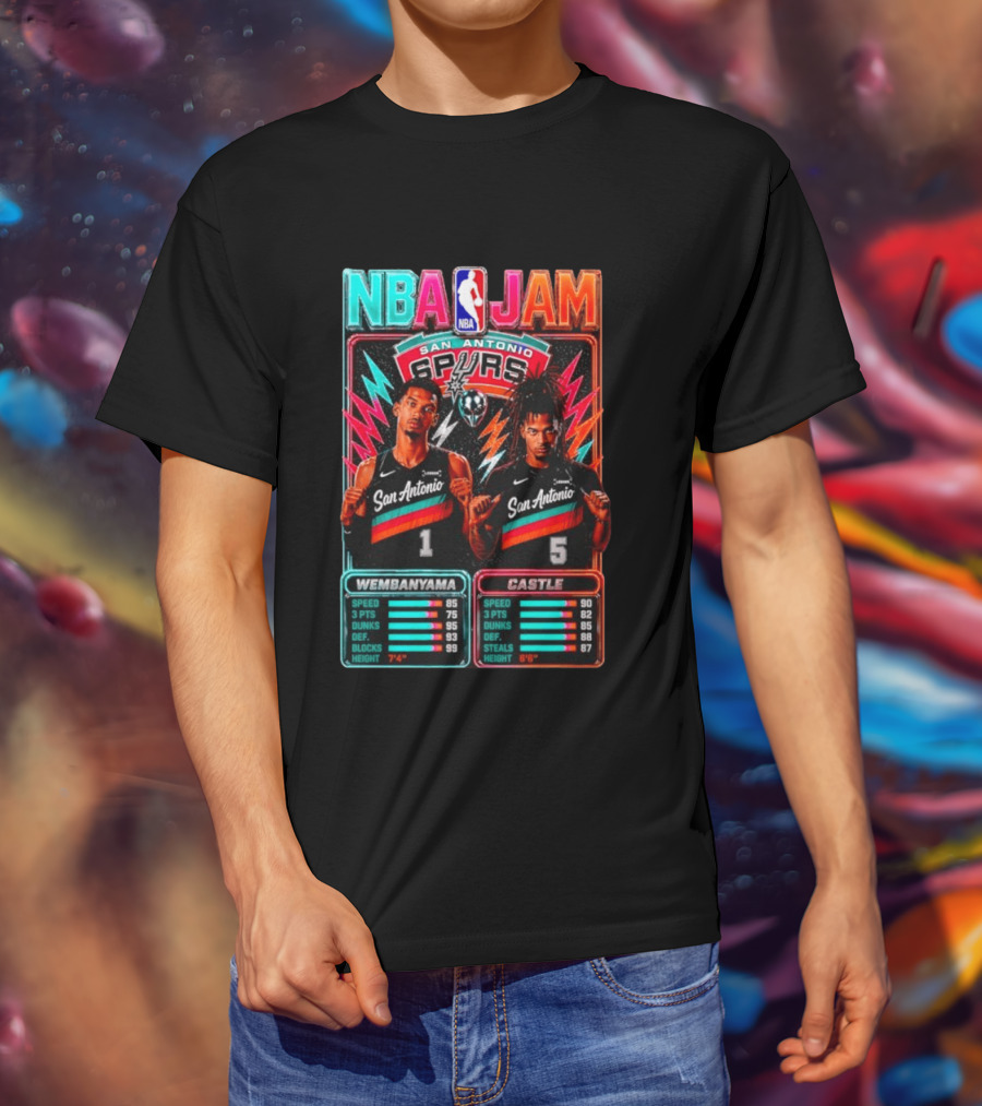NBA Jam Wembanyama Castle San Antonio Spurs T-Shirt