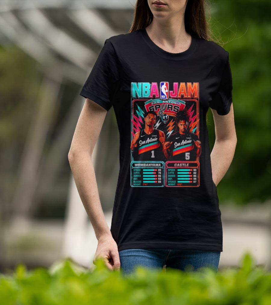 NBA Jam Wembanyama Castle San Antonio Spurs T-Shirt
