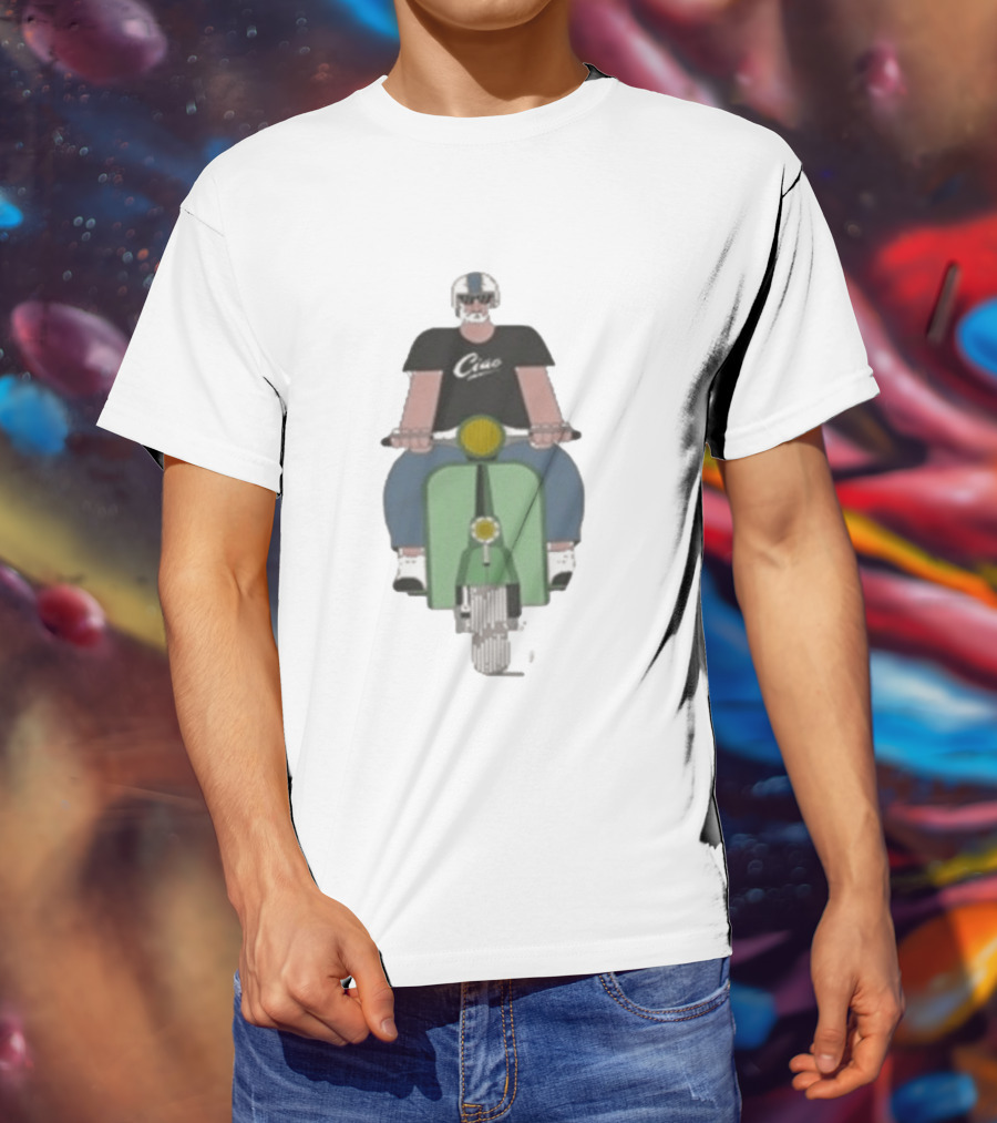 Ciao Vespa Rider With Helmet And Shades T-Shirt