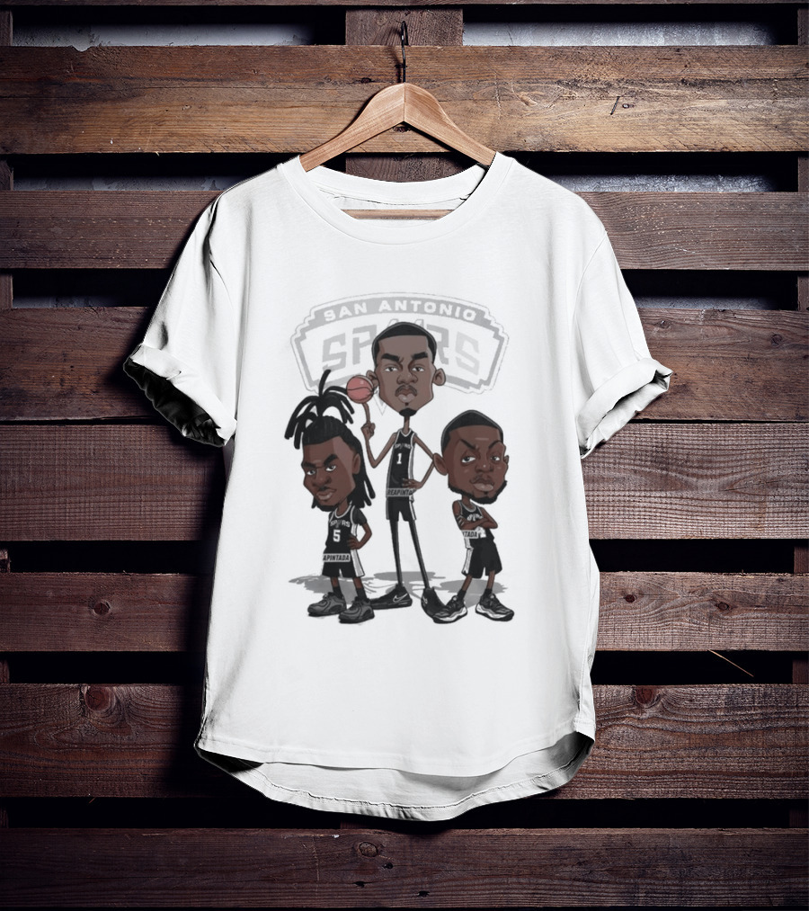 Victor Wembanyama Stephon Castle De'Aaron Fox San Antonio Spurs NBA Caricature T-Shirt