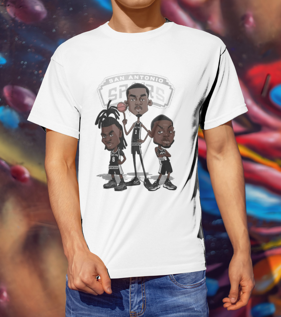 Victor Wembanyama Stephon Castle De'Aaron Fox San Antonio Spurs NBA Caricature T-Shirt