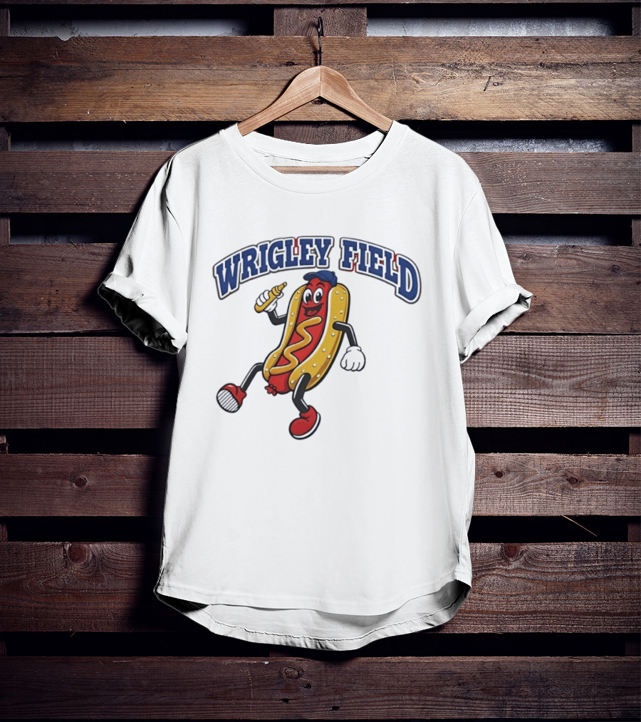 Wrigley Field Hot Dog Mascot Sprint With Mustard T-Shirt