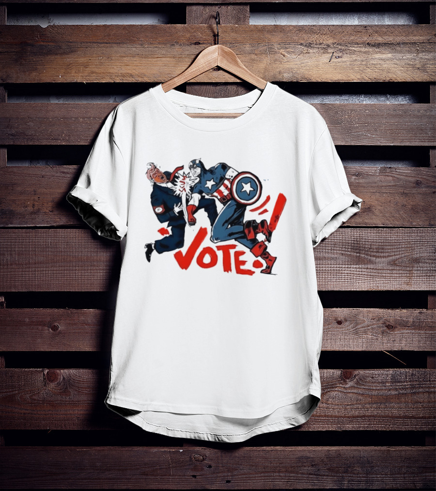 Captain America Punch Donald Trump Vote Comic T-Shirt