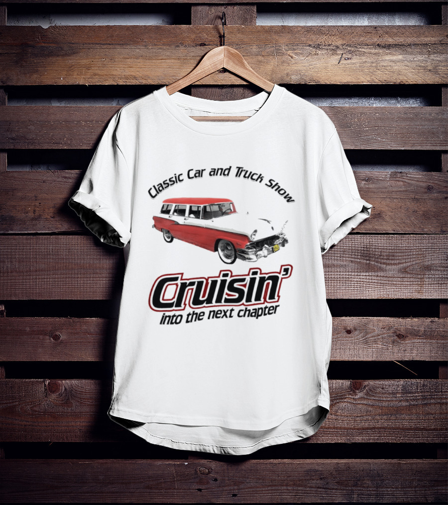 Classic Car And Truck Show Cruisin' Into The Next Chapter Vintage Red Station Wagon T-Shirt