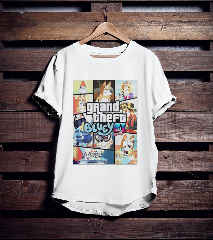 Grand Theft Bluey Funny Cartoon T-Shirt