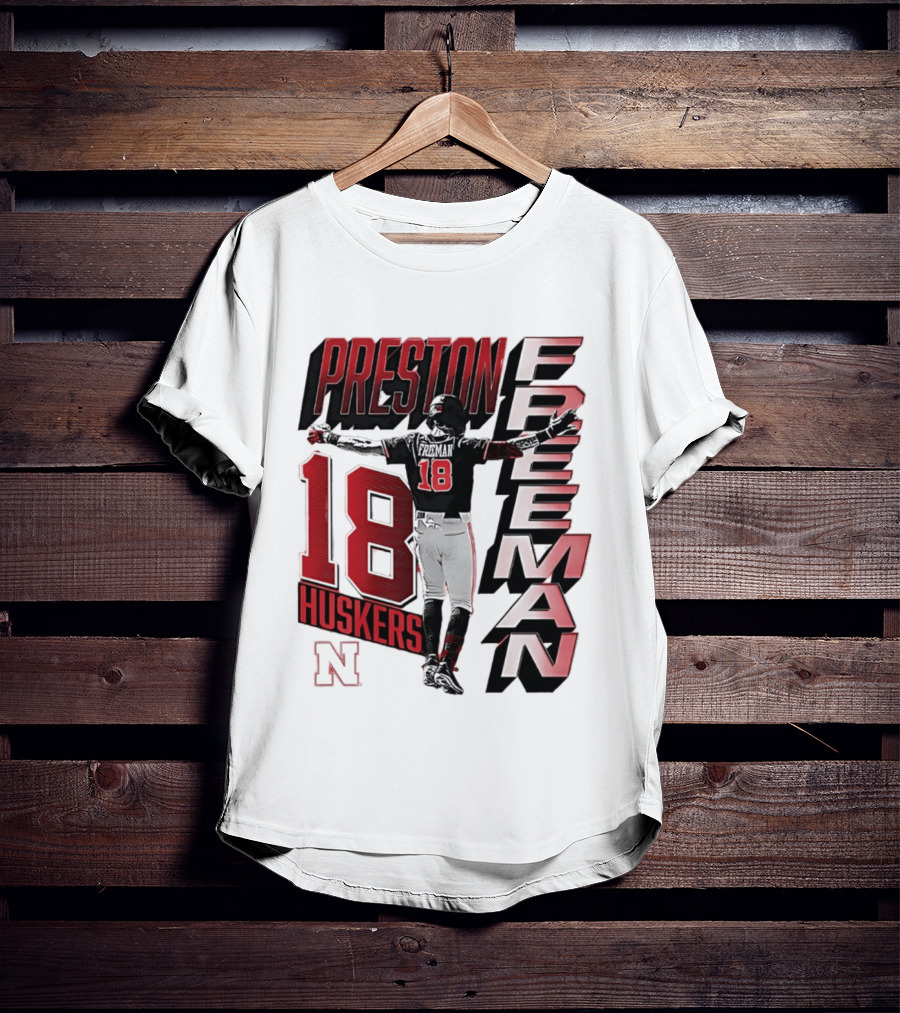 Preston Freeman 18 Huskers Nebraska Football Player T-Shirt