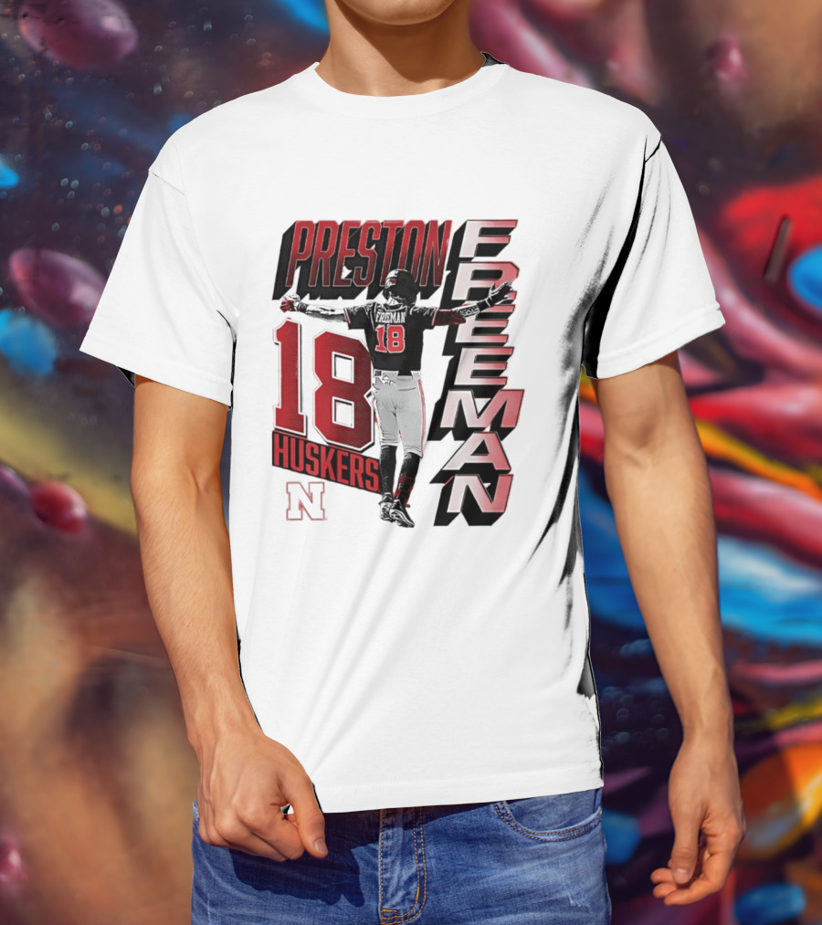 Preston Freeman 18 Huskers Nebraska Football Player T-Shirt