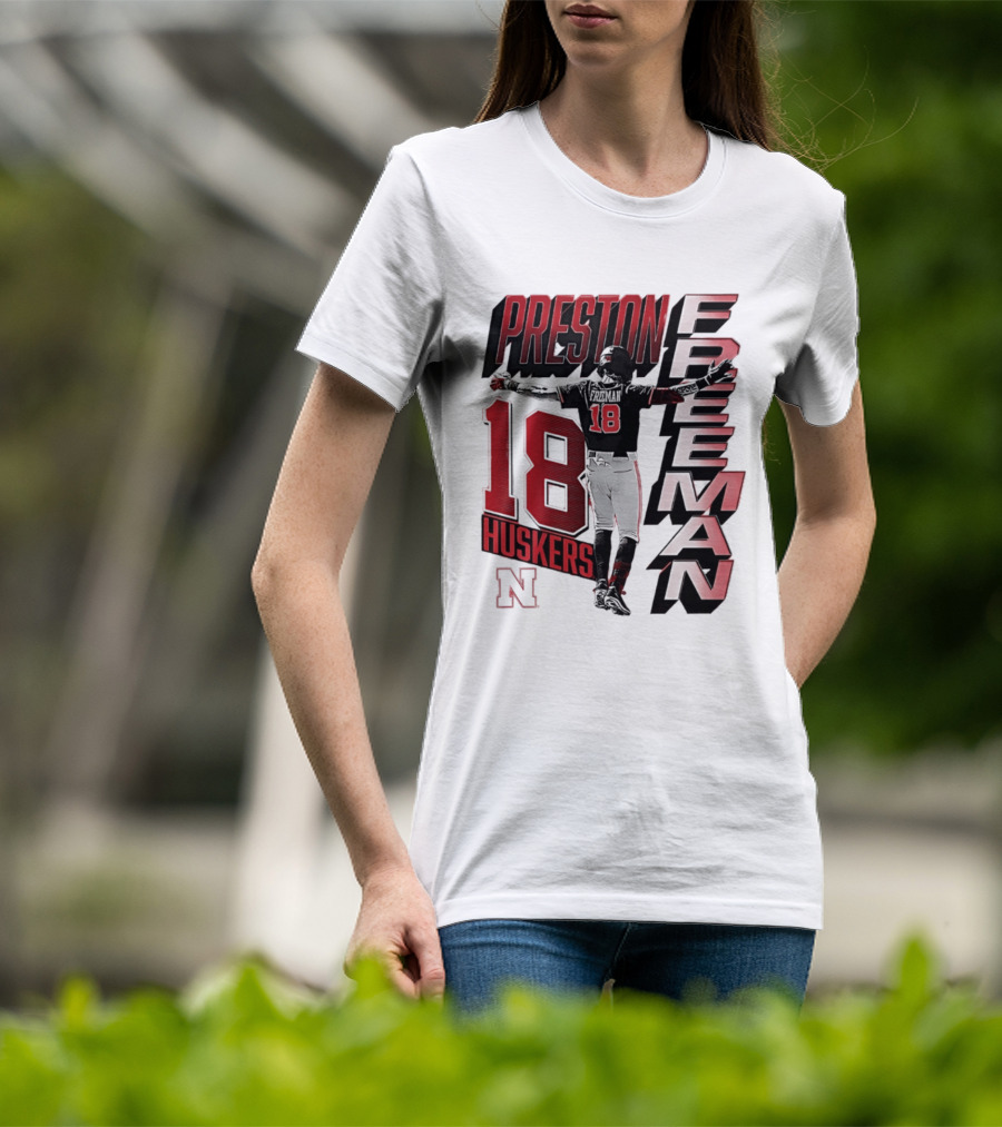 Preston Freeman 18 Huskers Nebraska Football Player T-Shirt