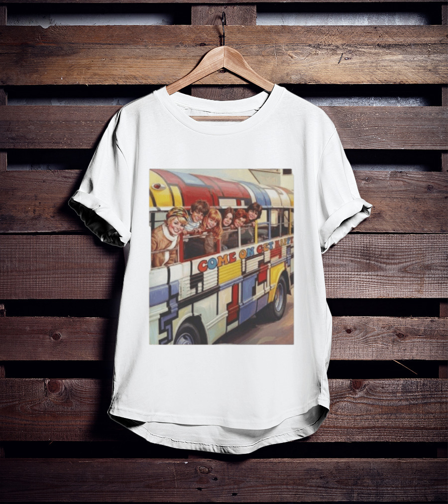Psychedelic School Bus Come On Get Happy Retro Vibes T-Shirt