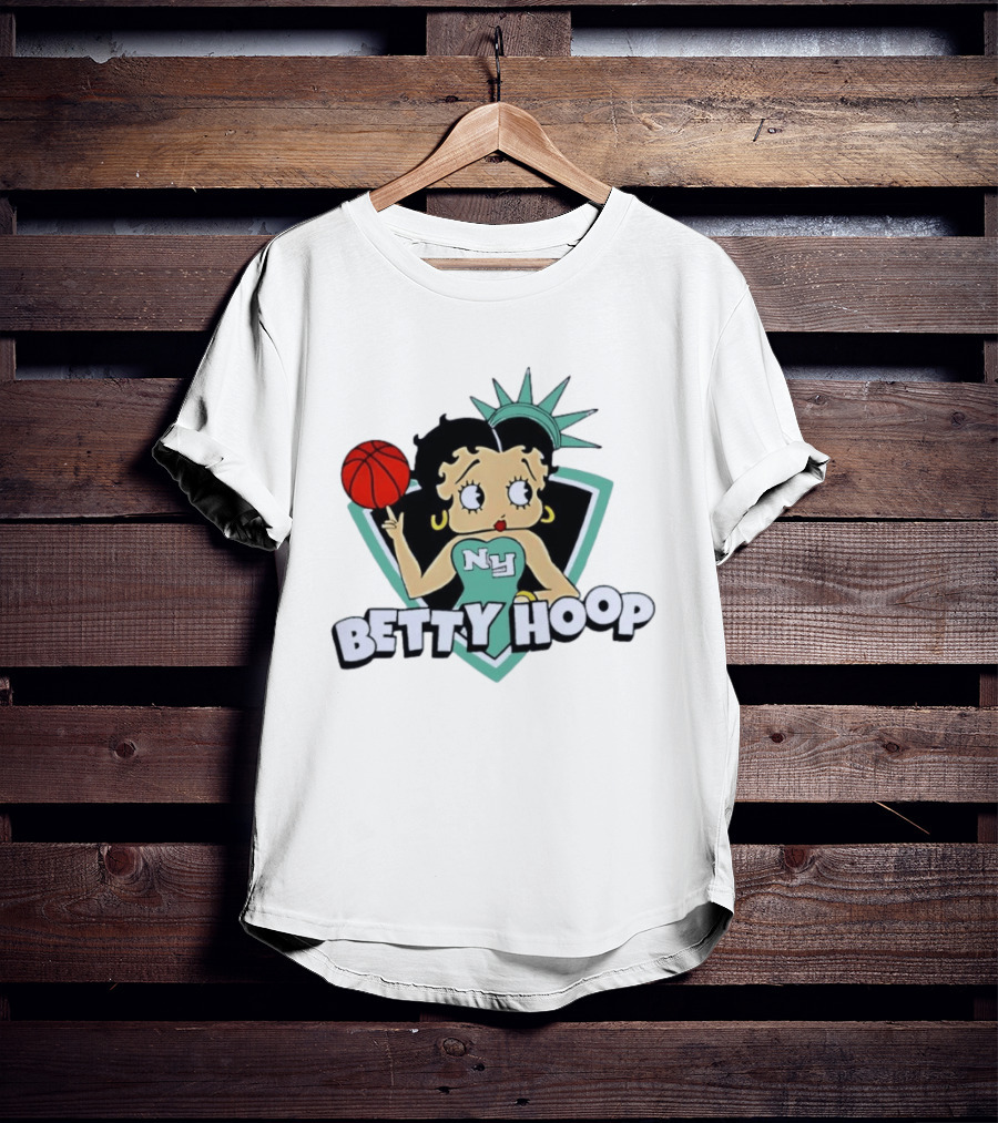 New York Liberty Betty Hoop Basketball Character NY Statue Of Liberty Crown T-Shirt