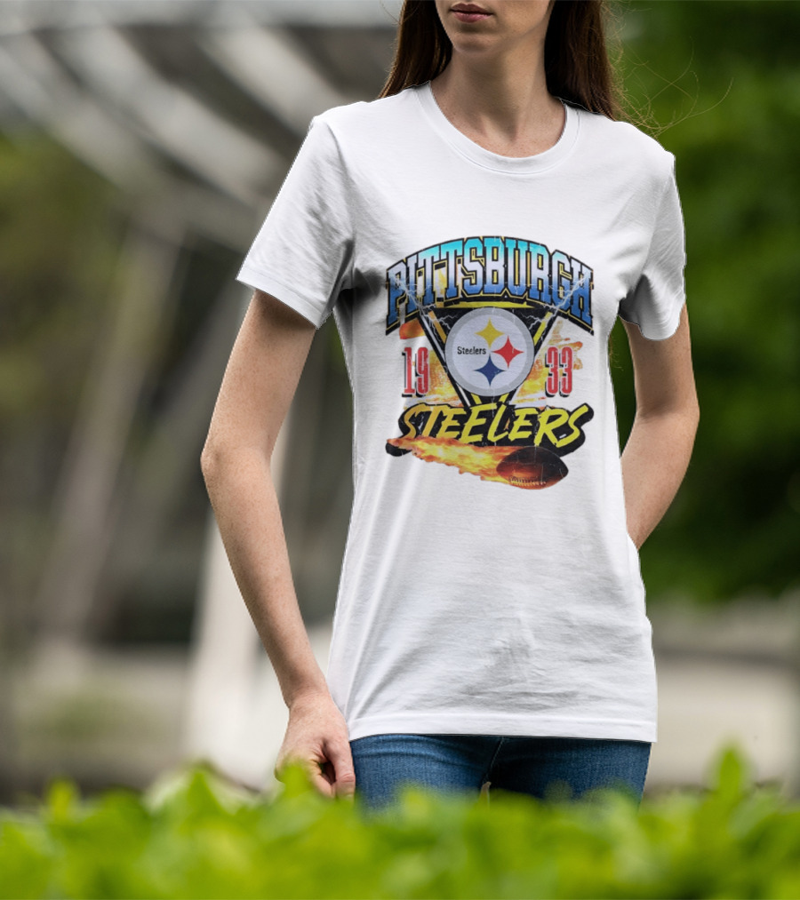 Pittsburgh Steelers 1933 Football Flame T-Shirt