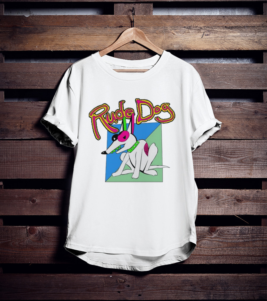 Rude Dog Retro 80s Cartoon Style Colorful T-Shirt
