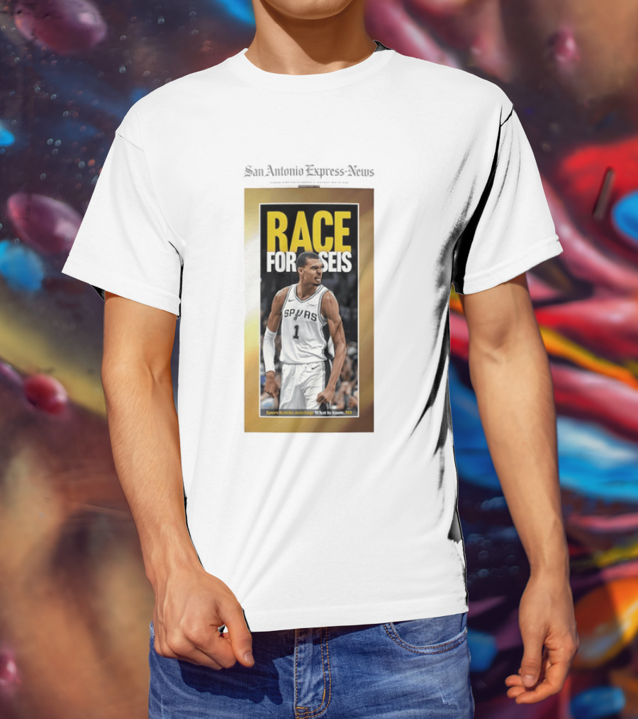 San Antonio Express News Victor Wembanyama Spurs Race For Seis Basketball T-Shirt