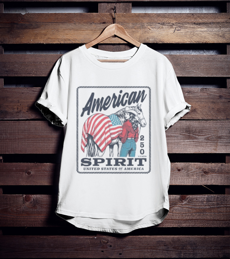 American Spirit 250 United States Of America Horse And Rider With Flag Blanket T-Shirt