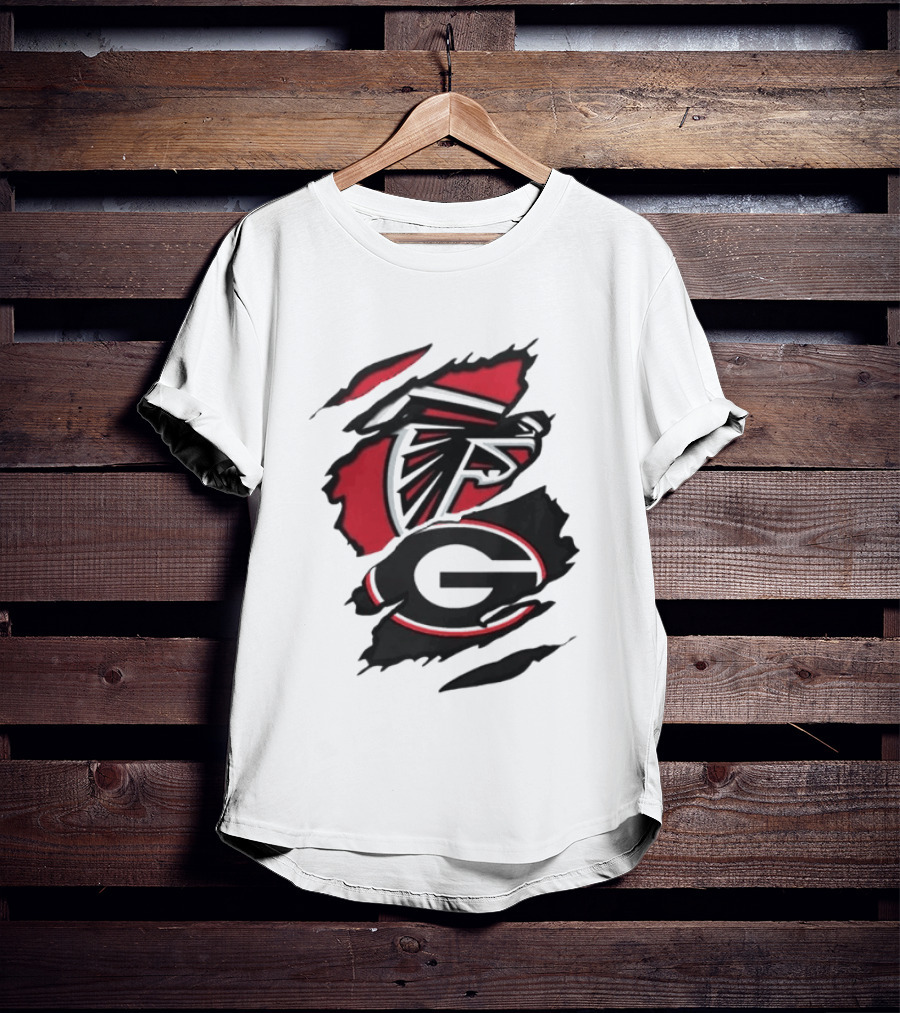 Atlanta Falcons Georgia Bulldogs Sports Team Graphic Rip T-Shirt