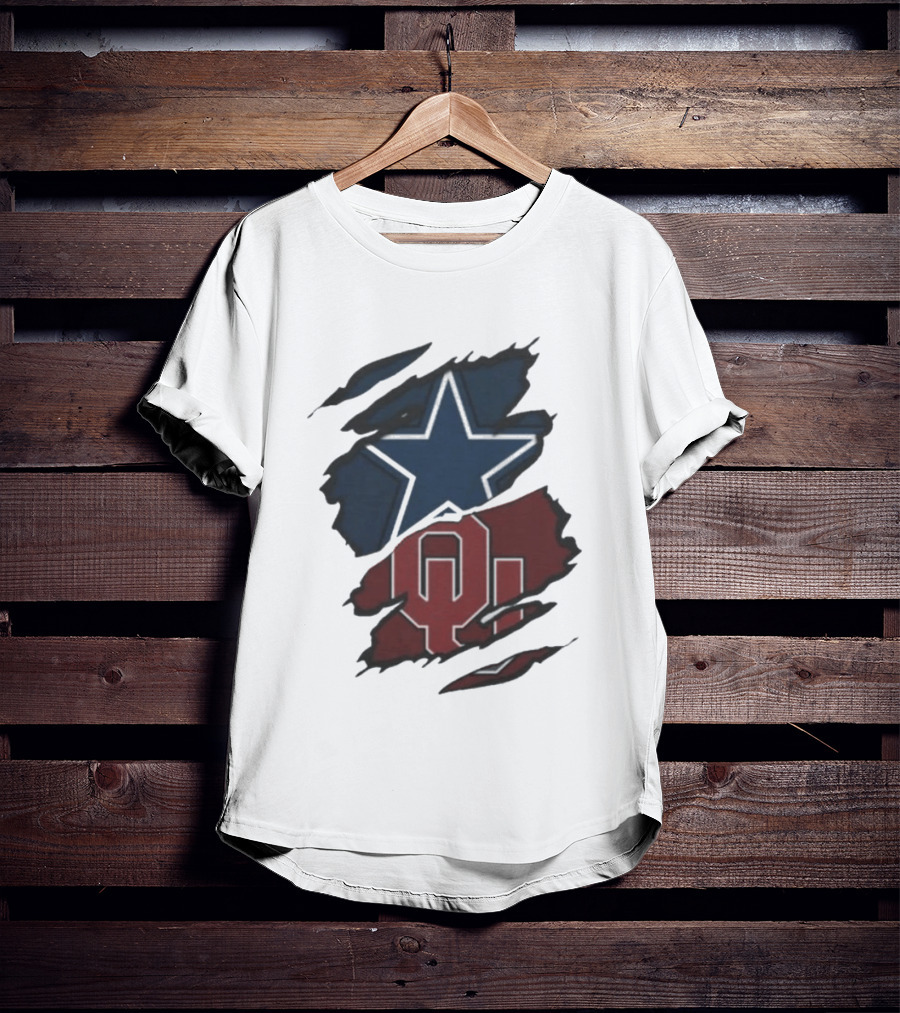 Dallas Cowboys Oklahoma Sooners NCAA Sports Ripped Star OU T-Shirt