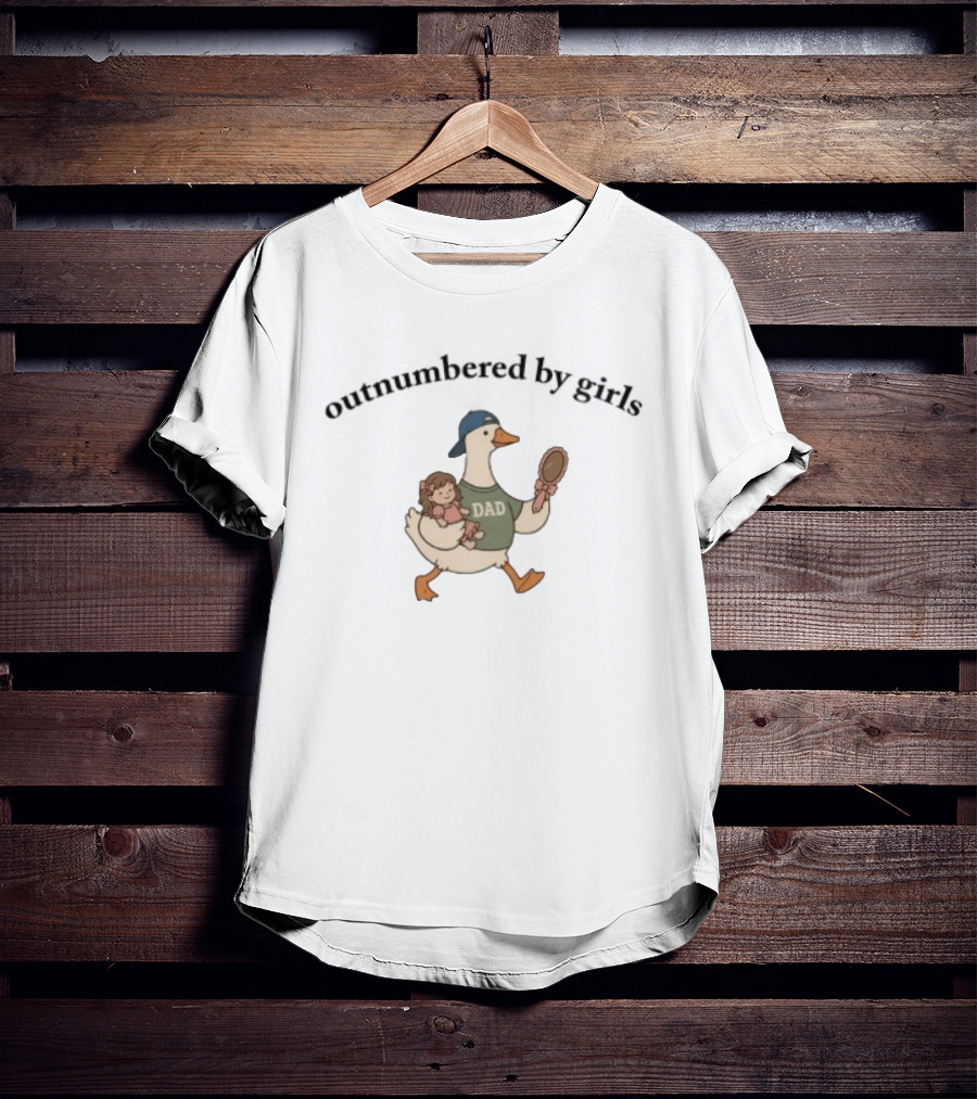 Duck Dad Outnumbered By Girls Funny Cartoon Parenting Humor T-Shirt