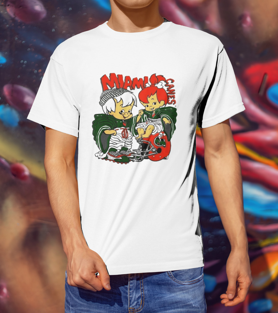 Miami Hurricanes MIAMI CANES Pebbles Bamm Bamm Flintstones NCAA T-Shirt